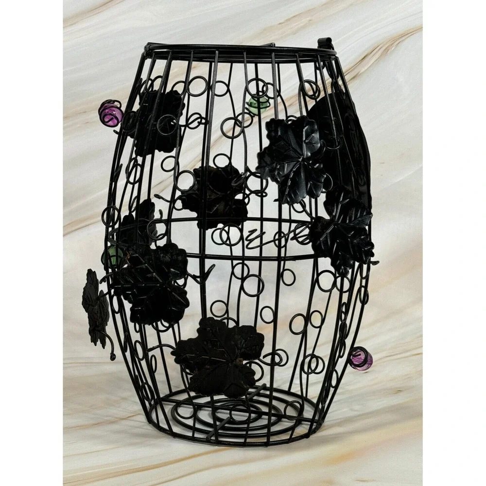 Metal Wine Cork‎ Barrel Decorative Holder Glass Beads Sturdy 6.5 x 6.5 x 9.5